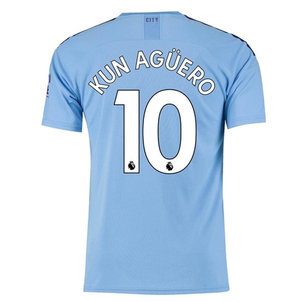 Camiseta Manchester City NO.10 Kun Aguero Primera equipo 2019-20 Azul